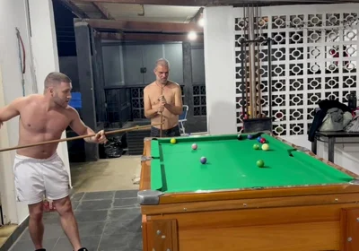 Sr Carmona and Victor Ferraz Playing Naked Billiards