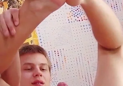Smooth teen boy Eugene Small wanking that beefy tool