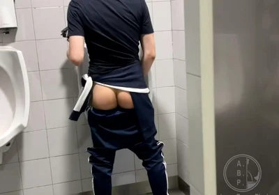Homemade Roommates Mutual Dare Expose Your Ass While Peeing in Public Urinal