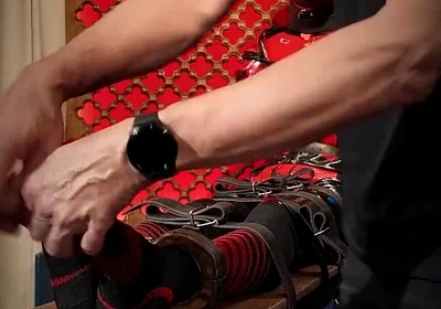 Slave Drone Tickling Session Silicone Suit, Socks & Merciless Sole Play
