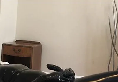 Rubber Clothes Strip To Rubber Skin And Loud Cum In Sheath