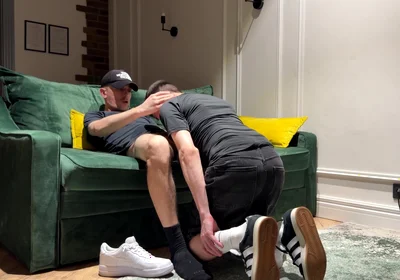 Sniffs Boyfriend's Dirty Socks After Work and Gets Cum Inside