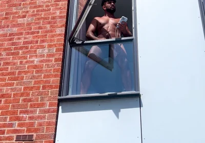 Arab Stepdaddy Wanting in Street and Cuming in Window and Cuming on Street
