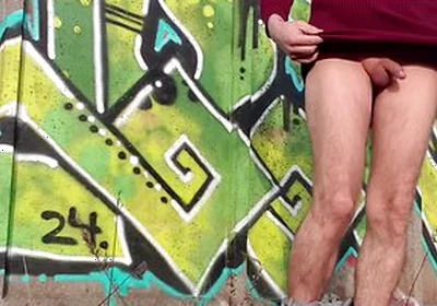 Femboy, Exhibitionist Undresses In Public Place