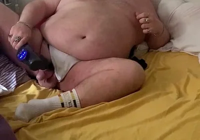 Fat Stepdaddy Wanks with Massage Toy