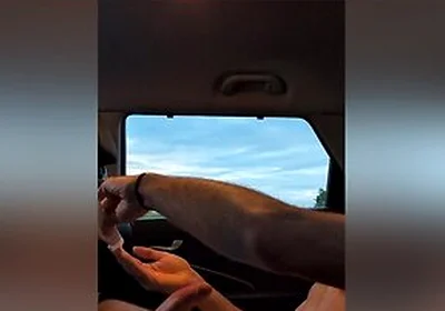 Jerking Off In The Car With Sunset As Trucks Go By