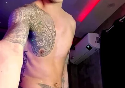Asian Inked Boy Teasing and Jerking off