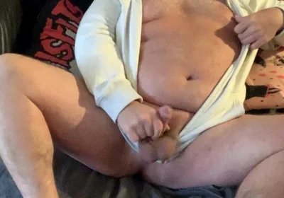 Fat Stepdaddy Wanks off in a Hoodie