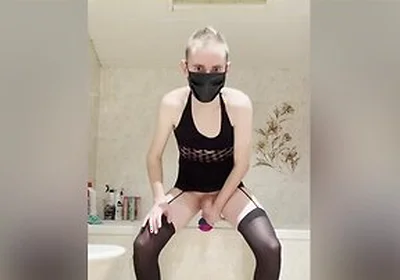 Crossdresser Twink Inserting Dildos Deeper And Harder, Cumming A Lot