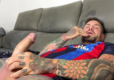 Handsome Spaniard Jerks off in the Barça Shirt