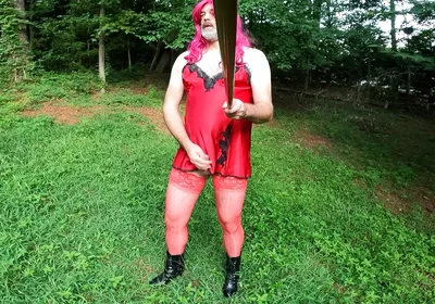 Raw Unedited Crossdresser in Lingerie Outside