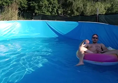 Wet Summer Ride. Handjob in the Pool