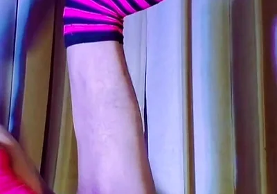 Pink Balaclava Mask Sissy Dyed Pubic Hair Play with a Vibrator