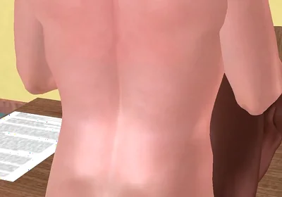 Animated 3D Gay Porn - White Man Fucking Black Man on Desk Holding Legs in Classroom