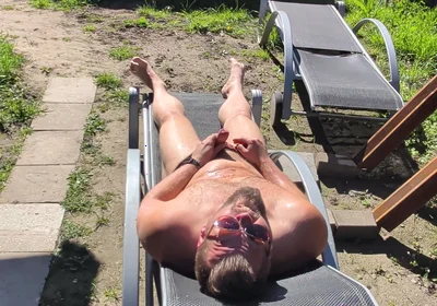 Sunbathing, Pissing and Cumming in the Backyard