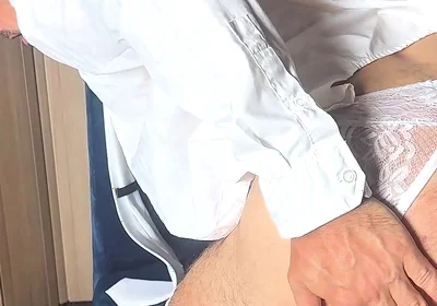 Transformation of the Groom in Suit and Tie to the Sissy Bride in White Stockings