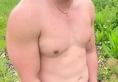 Muscular Asian Hunk Strips and Flexes Naked by the Highway - Public Muscle Worship Jo & Cum Eating