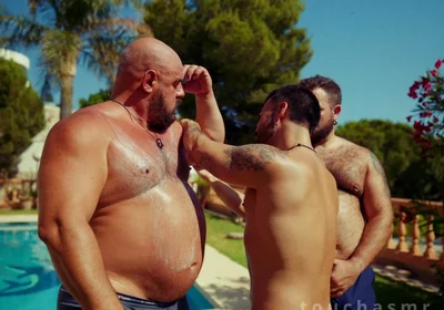 Putting Sun Cream on Two Big Handsome Bears Massage Asmr