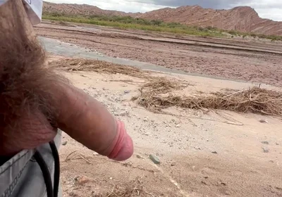 Young Uncut Boy Pee in Desert