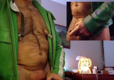 Cop Pumps His Balls, Cock and Nips While Wearing His Cop Leather