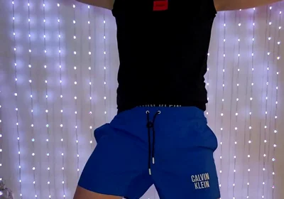 Fitness Workout in Blue Ck Shorts