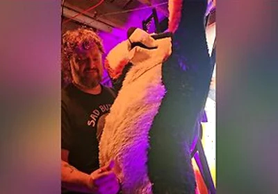 Blindfolded Canine Edged By Stepdaddy Bear Until He