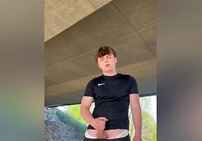 Risky Outdoor Cumshot In Hot Sport Clothing