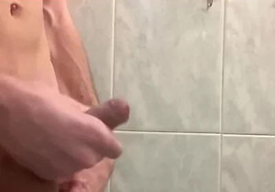 Young Guy Jerks Off His Fat Cock And