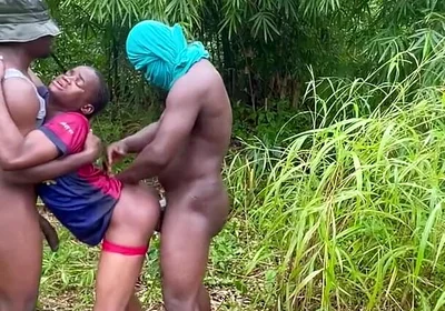 Sex Inside a Swampy River Rounded by Wild Bushes