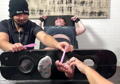 Ticklish Chicks - Tklnurse Blindfolded And Tag Team Tickled By Magic Tickler Until She Gigglegasms