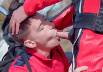 Biker cock sucking outdoor