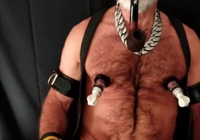 Stepdad Playing with Strap-on While Smoking His Pipe