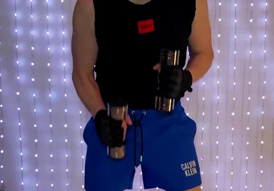 Fitness Workout in Blue Ck Shorts