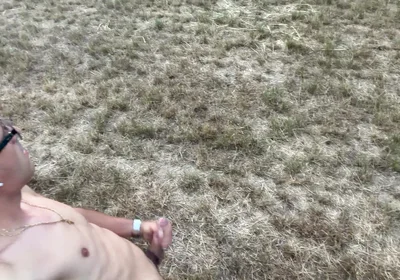German Boy Jerks off Naked Outside and Cums