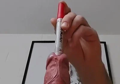 Sounding an Eding Pen While Stretching My Testicles
