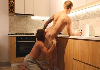 I Caught My Roommate Fingering His Ass in the Kitchen Then I Licked His Ass and Fucked Him