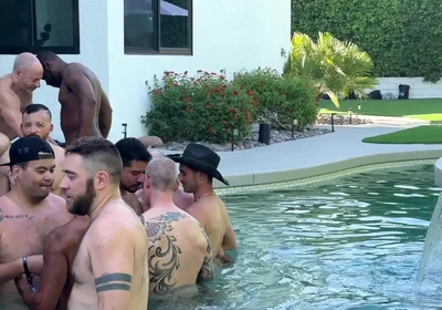 Massive Gay Hardcore Pool Orgy