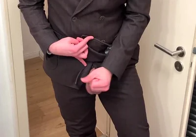 Businessman in Suit Jerks off on His Patent Leather Shoes