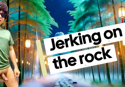 Lying in Rock Naked and Jerking off