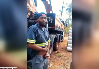 Worker Masturbating at the Construction Site Behind the Company Truck