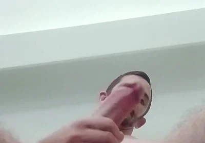 Young Guy Cums All Over with His Big Cock