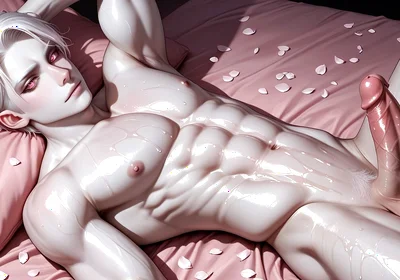 Albino Twink Oiled Chest Caress Leading to Gentle Cock Play