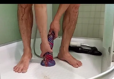 I Jump on a Big Dildo and Squirt From My Dick