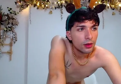 Bucaramanga Colombia Christmas Reindeer Takes Out His Huge Cock and Masturbates Until He Gets All the Cum Cum