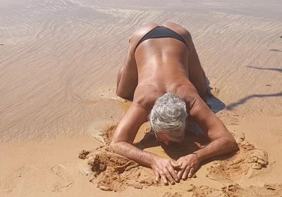 Ladysilva on the Beach in Very Sexy Panties Her Big Ass