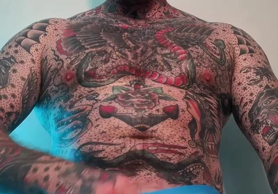 Tattooed Dom Worship Cumshot POV