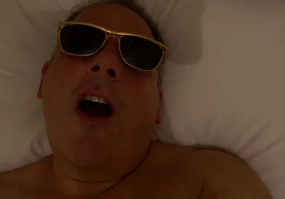 POV Nude Jerk off in Bed Wearing Sunglasses and Yawning
