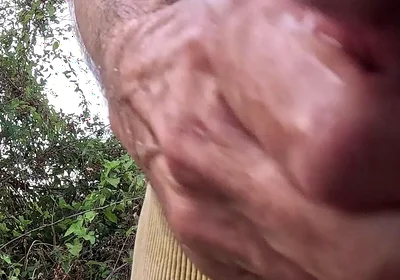 Pissing, Cumming and Pissing Again in the Woods, Soaking Chest and Cords - Rockardglans 211