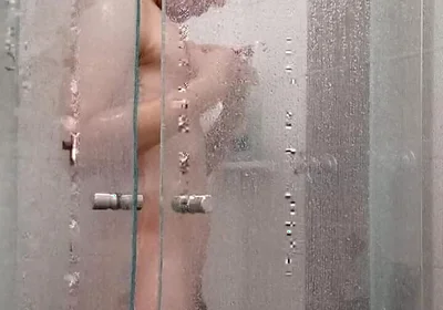 Big Dick Ducha Gym Hairy Bush Jerking off Cum in Mirror