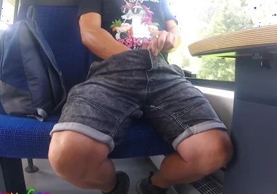 A Unicorn Fan Got Horny on the Moving Train and Started Taking the Risk of Jerking off His Cock with Bulging Balls.